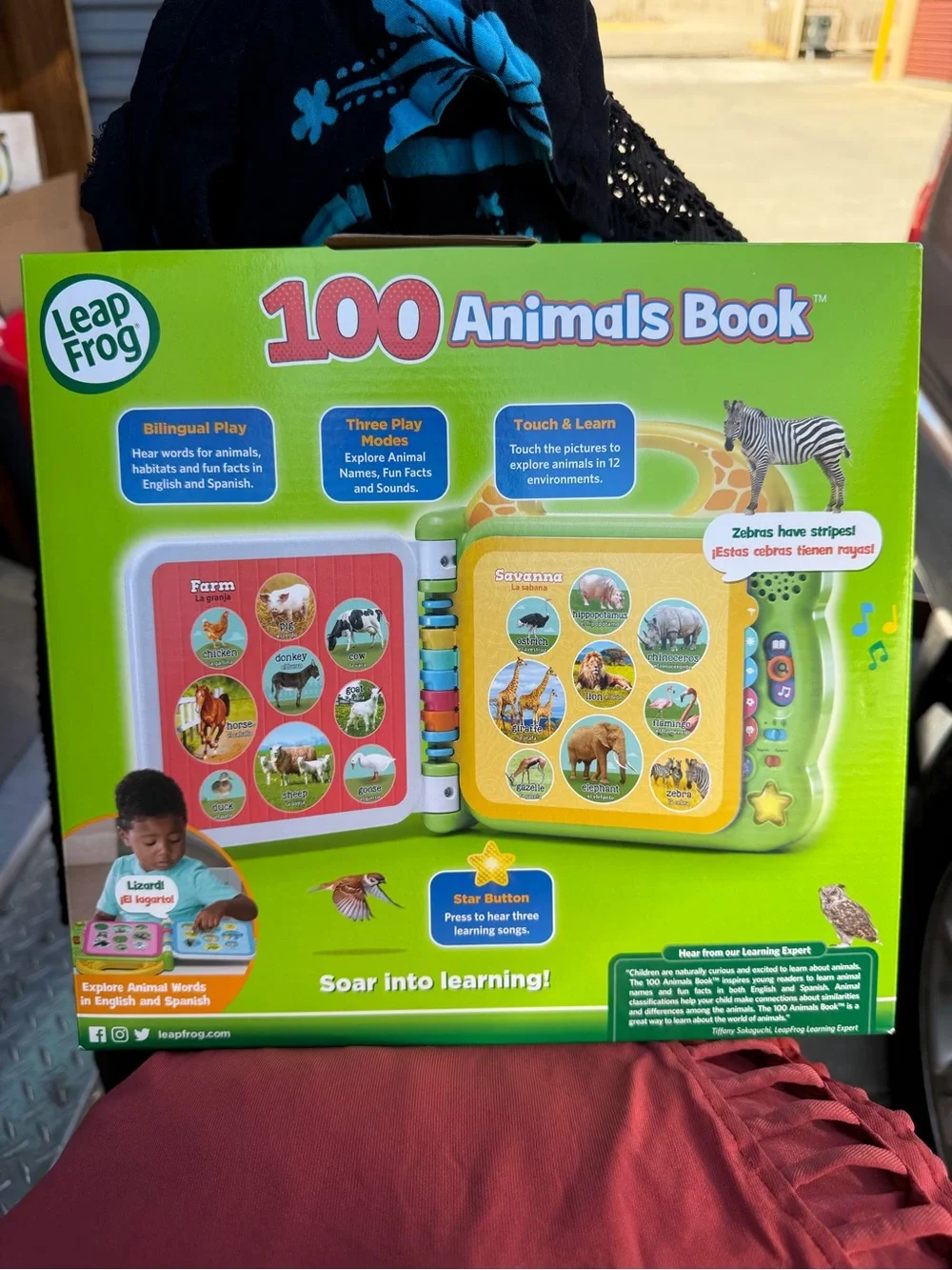LeapFrog 100 Animals Book - Bilingual Interactive Learning Toy, Yellow/Green